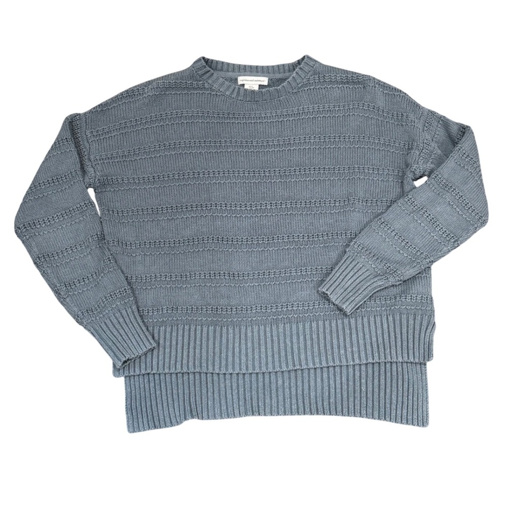 Cupcakes and Cashmere Womens Blue Textured Knit High Low Pullover Sweater Small